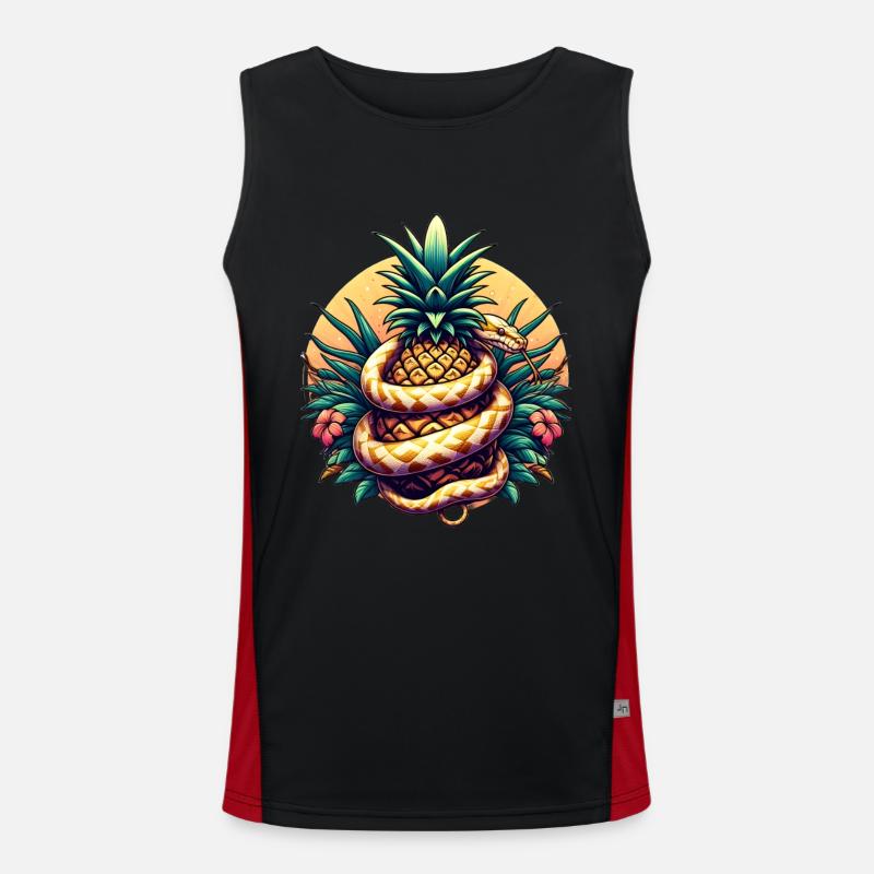 Python around pineapple - Men's Functional Contrast Tank Top  - black/red