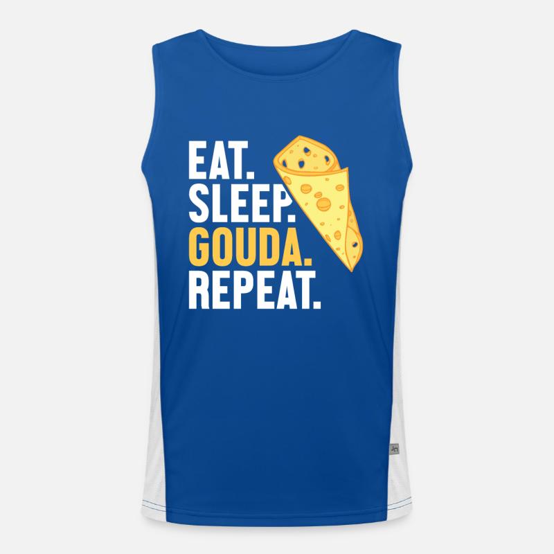 Eat Sleep Gouda Repeat Maker Queso Cheesemonger Men's Functional Contrast Tank Top 
