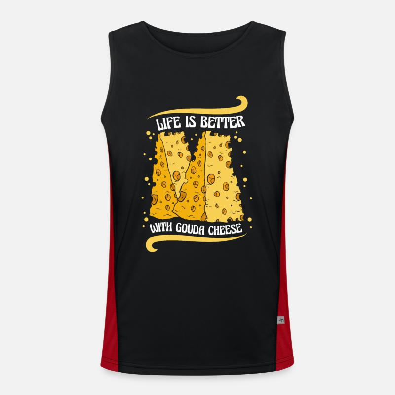 Life Is Better With Gouda Cheese Queso Maker Men's Functional Contrast Tank Top 