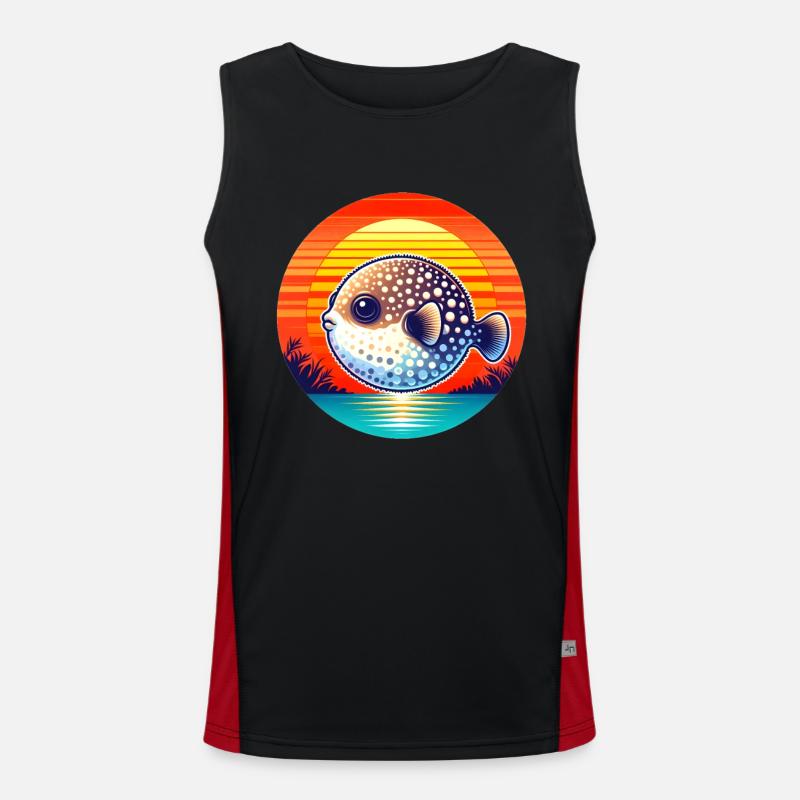Puffer fish at sunset Men's Functional Contrast Tank Top 