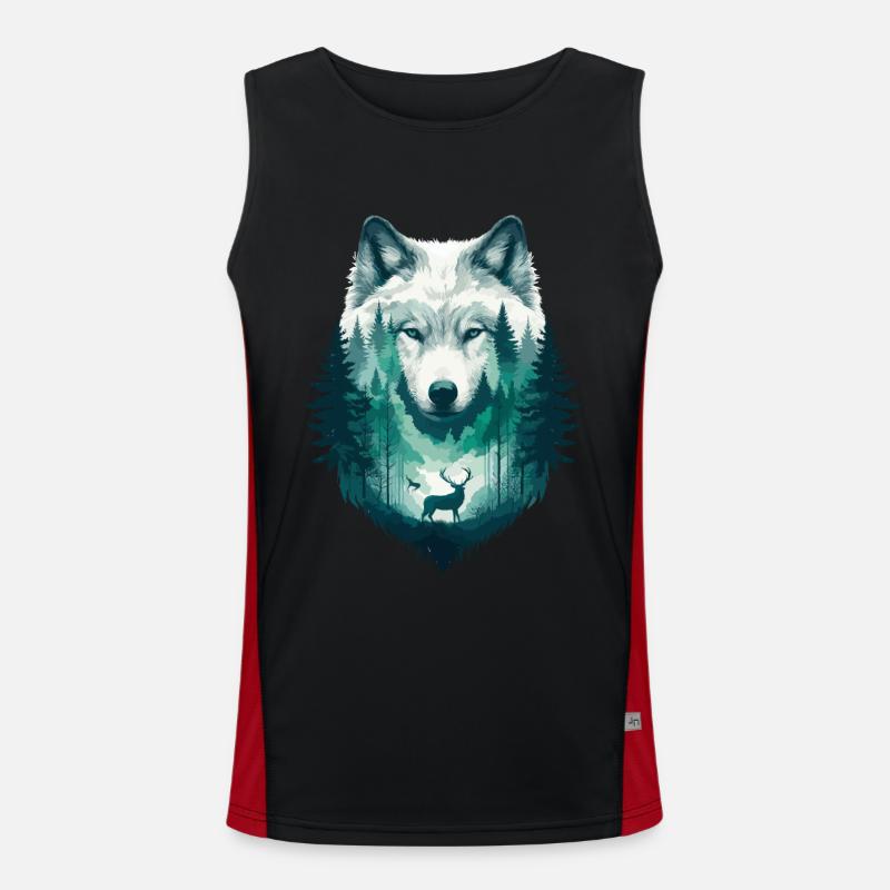 Wolf Wilderness Wild Animal Forest Nature Wolf Pack Cool Men's Functional Contrast Tank Top 