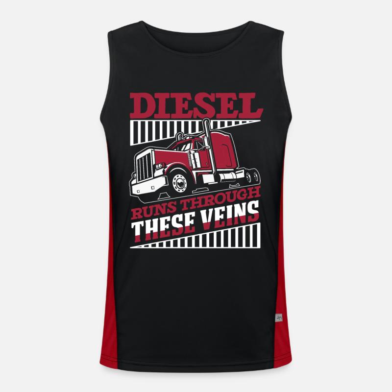 Diesel fließt durch diese Adern Trucker Legends Funktionelles Kontrast-Tank Top für Männer 
