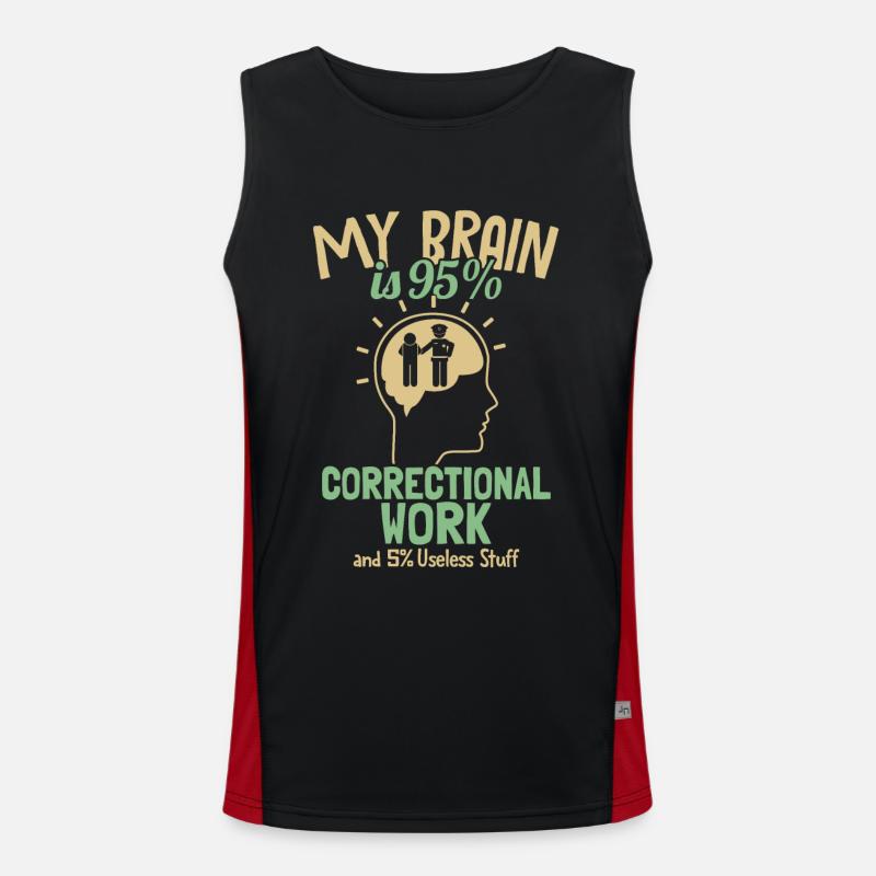 Mon cerveau est composé à 95 % de services correctionnels Débardeur respirant contrasté Homme 