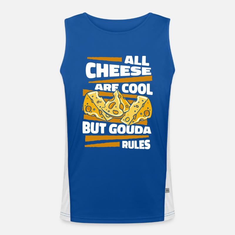 All Cheese Are Cool But Gouda Rules Maker Queso Men's Functional Contrast Tank Top 