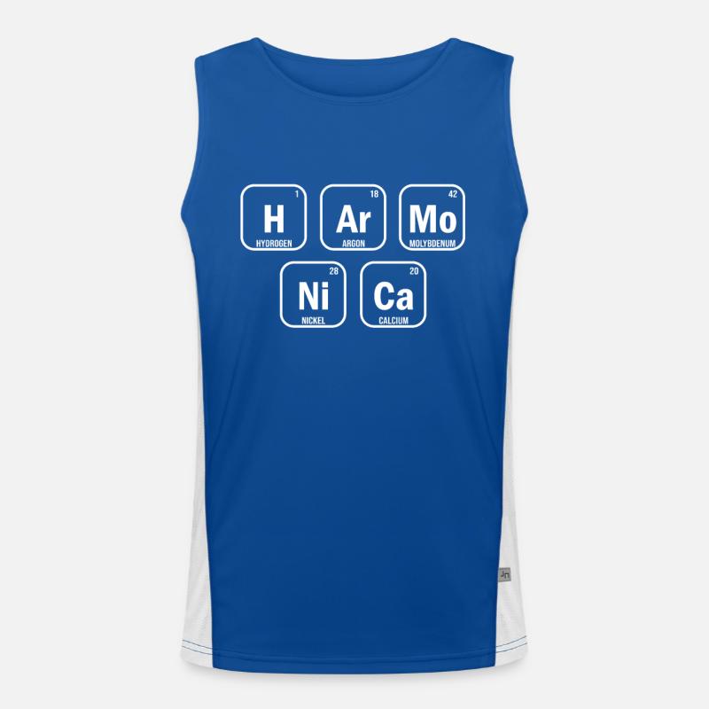 Mundharmonika-Periodensystem der harmonischen Elemente Funktionelles Kontrast-Tank Top für Männer 