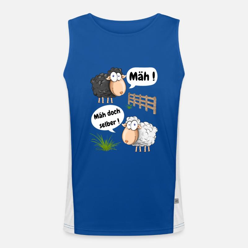 Baa! Why don't you mow a funny motif with sheep Men's Functional Contrast Tank Top 