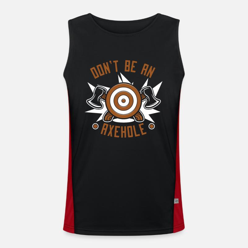 Don't Be An Axehole Axe Throwing Game Axe Thrower Men's Functional Contrast Tank Top 