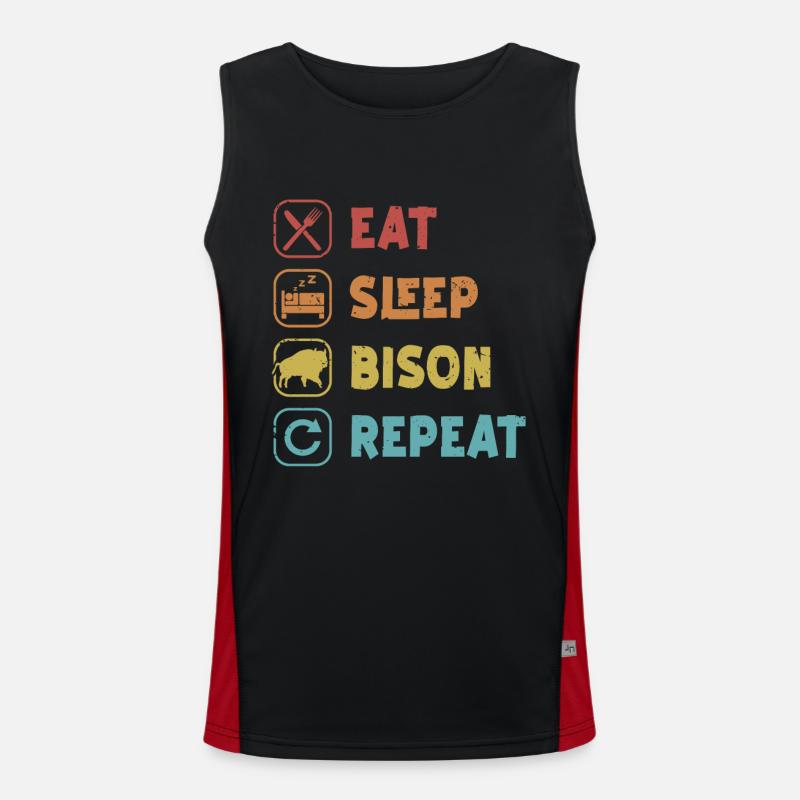 Manger Dormir Bison Répéter Buffalo Bovinae Américain Débardeur respirant contrasté Homme 