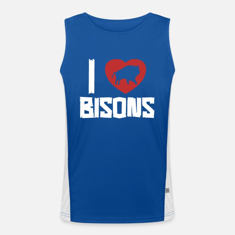J’aime Bisons Buffalo American Bison Bovinae Débardeur respirant contrasté Homme 