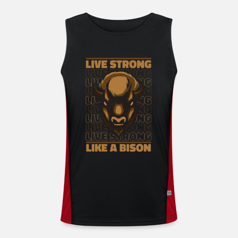 Vivre fort comme un bison Bison Bison d’Amérique Débardeur respirant contrasté Homme 