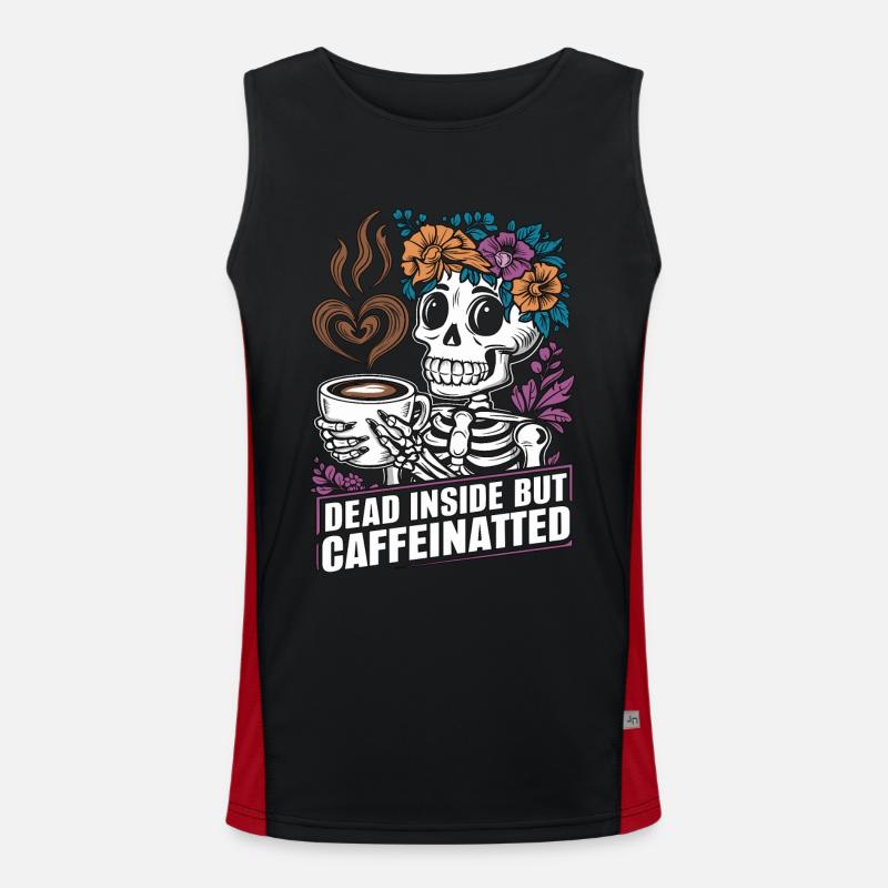 Funny Coffee Caffeine Skeleton Saying Men's Functional Contrast Tank Top 
