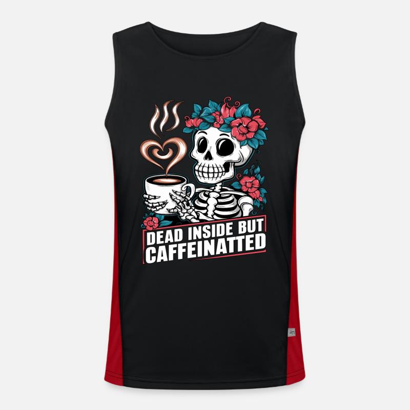 Funny Coffee Caffeine Skeleton Saying Men's Functional Contrast Tank Top 