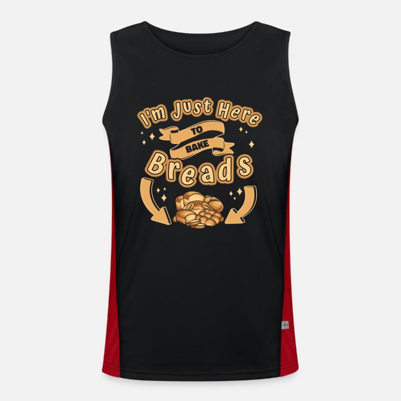 Just Here To Bake Breads Bread Maker Bread Dough Men's Functional Contrast Tank Top 