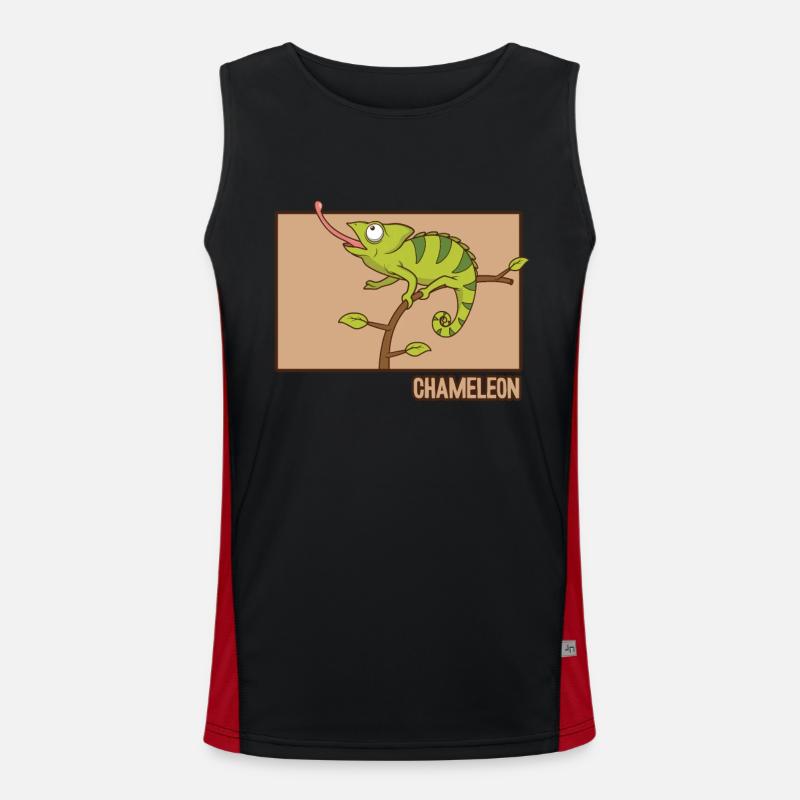Chamäleon Doodle Chinesischer Hanzi Panther Verschleiert Funktionelles Kontrast-Tank Top für Männer 