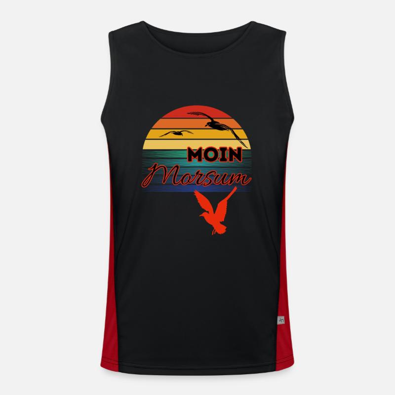 Moin Morsum mit Möwe im Retro Style-Sylt-Morsum Funktionelles Kontrast-Tank Top für Männer 