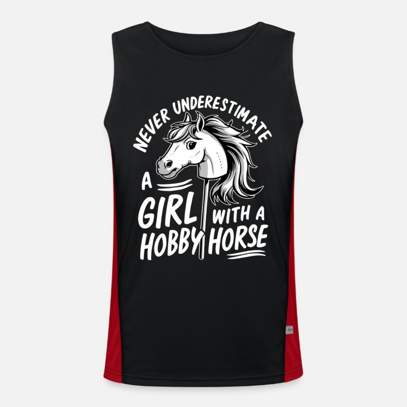 Unterschätze niemals ein Mädchen mit einem Steckenpferd Funktionelles Kontrast-Tank Top für Männer 