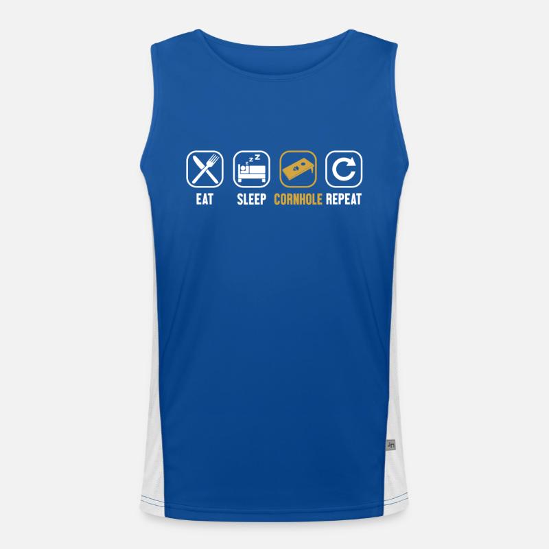 Essen Schlaf Cornhole Repeat Boards Sitzsack Spiel Funktionelles Kontrast-Tank Top für Männer 