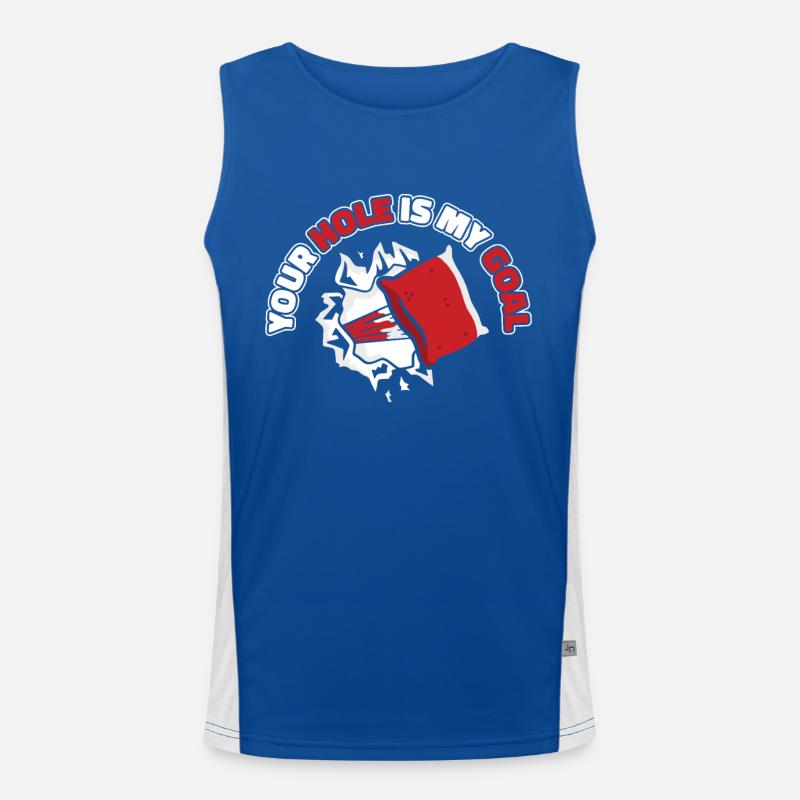 Your Hole Is My Goal Game Boards Bean Bag Cornhole Men's Functional Contrast Tank Top 