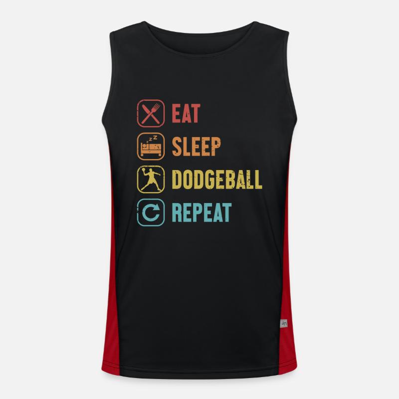 Manger Dormir Dodgeball Répéter le jeu Prisonball Team Débardeur respirant contrasté Homme 