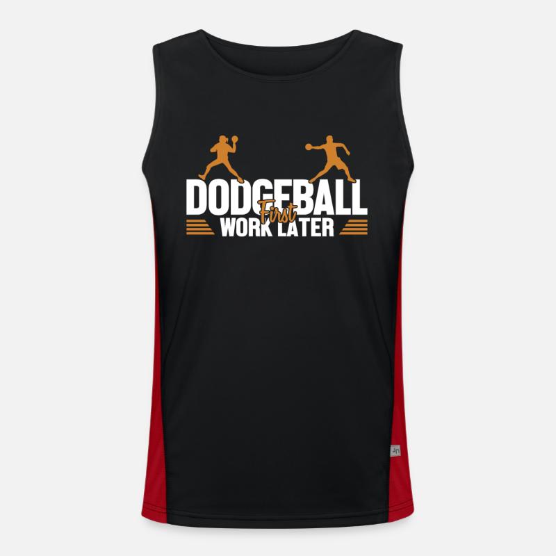 Dodgeball First Work Later Team Game Prisonball Men's Functional Contrast Tank Top 