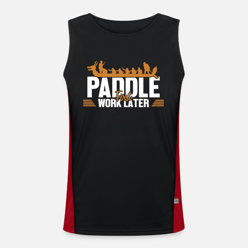 Paddle First Work Later Team Paddler Drummer Men's Functional Contrast Tank Top 