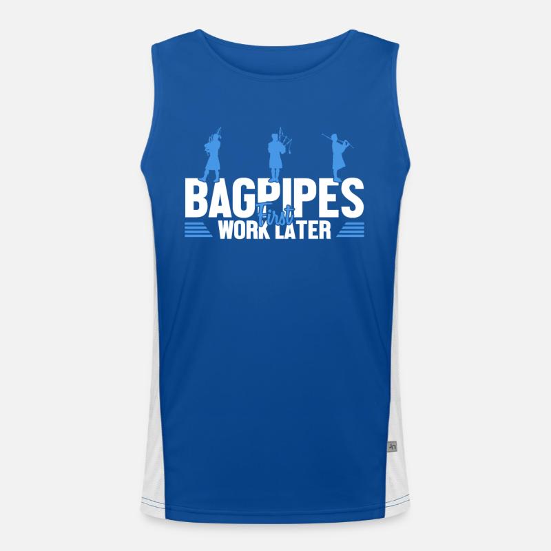 Bagpipes First Work Later Bagpipe Lessons Men's Functional Contrast Tank Top 