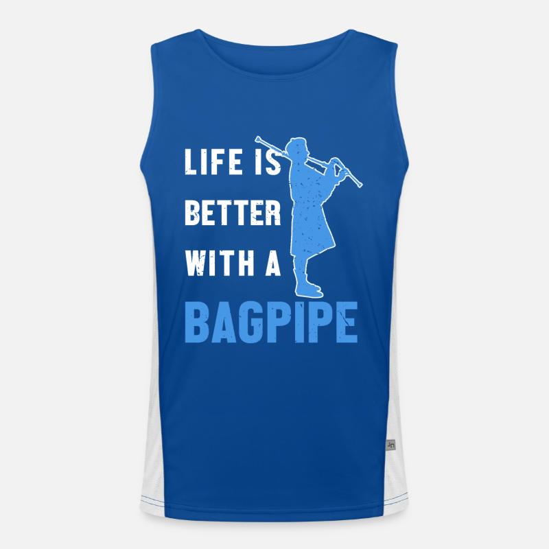 Das Leben ist besser mit einem Dudelsack-Blasrohrspieler Funktionelles Kontrast-Tank Top für Männer 