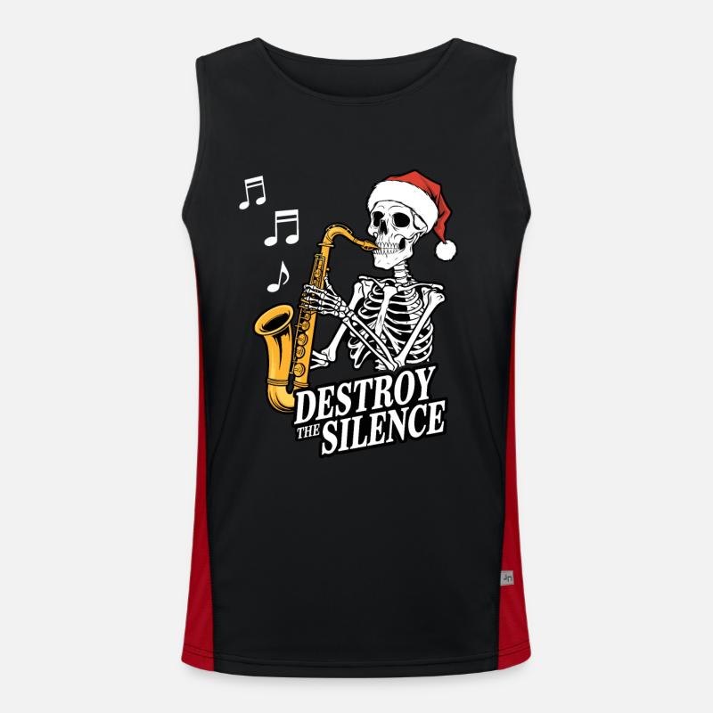Skeleton Saxophone Destroy the Silence Music Men's Functional Contrast Tank Top 