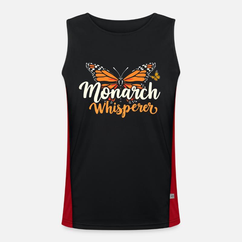 Butterfly, Monarch Whisperer, Entomologist - Men's Functional Contrast Tank Top  - black/red