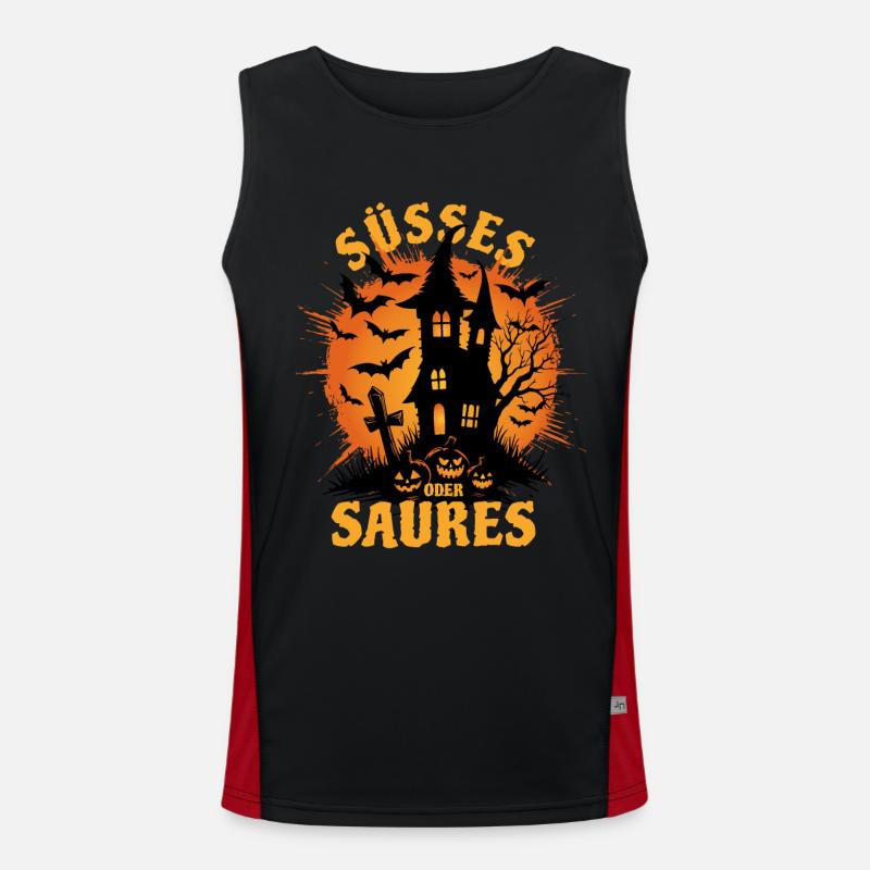 Halloween Geisterhaus - Süßes oder Saures Funktionelles Kontrast-Tank Top für Männer 