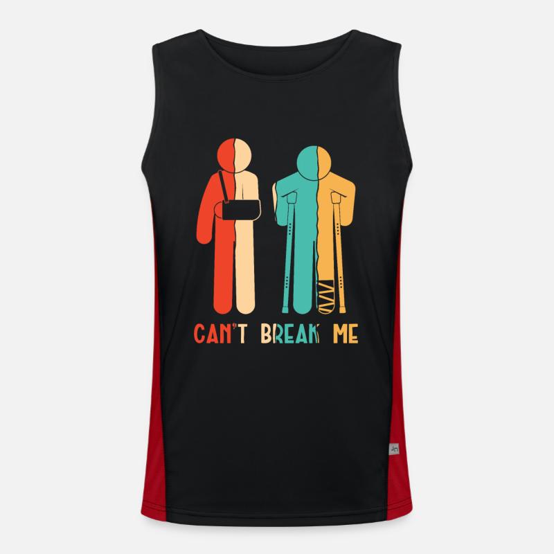 Can't Break Me Broken Finger Broken Arm Leg Bone Men's Functional Contrast Tank Top 