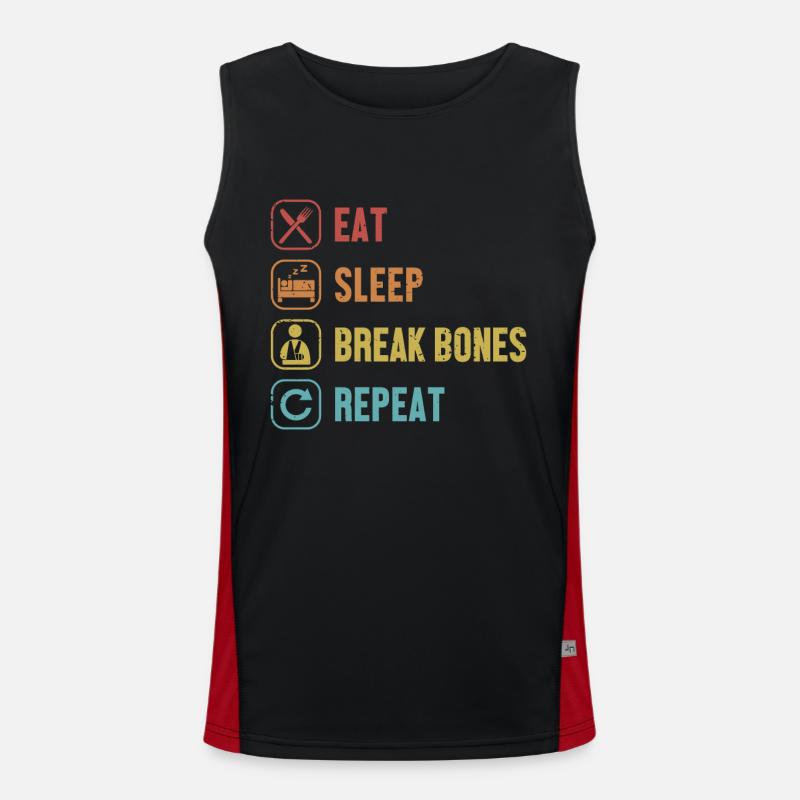 Eat Sleep Break Bones Repeat Broken Arm Leg Bone Men's Functional Contrast Tank Top 