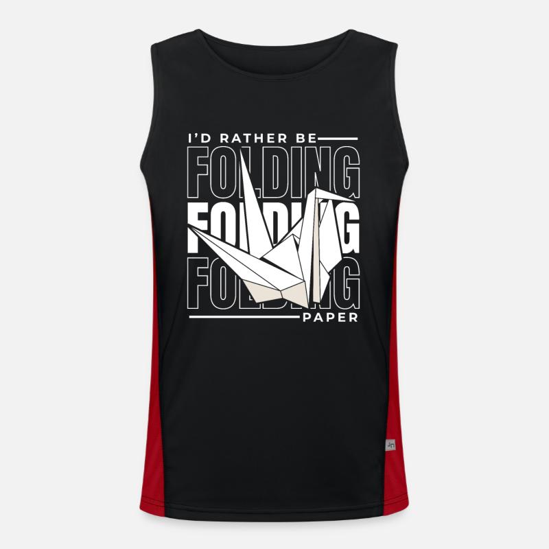 I'd Rather Be Folding Paper Paper Crane Folding Men's Functional Contrast Tank Top 