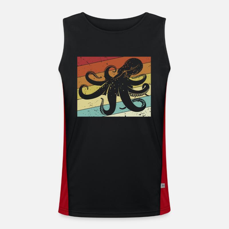 Rétro Céphalopode Octopodes Octopoda Lover Octopus Débardeur respirant contrasté Homme 