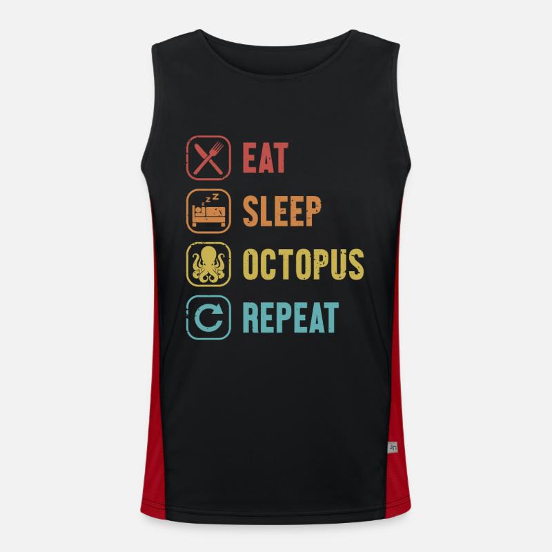 Manger Dormir Octopus Répéter Cephalopoda Octopodes Débardeur respirant contrasté Homme 