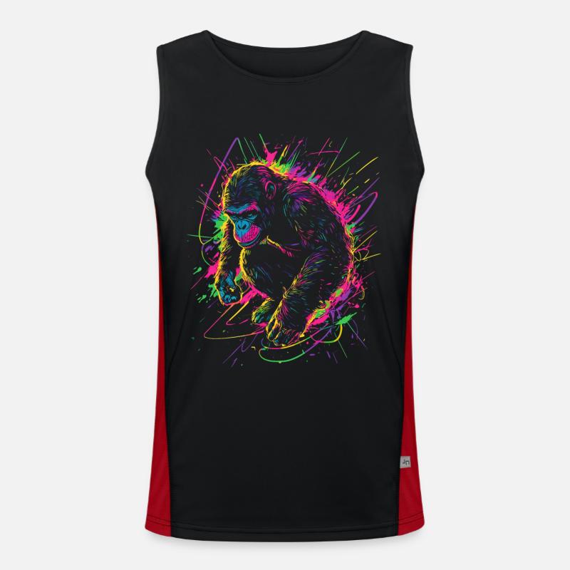 Affe Gorilla Schimpanse Neon Farbenfroh Bunt Funktionelles Kontrast-Tank Top für Männer 