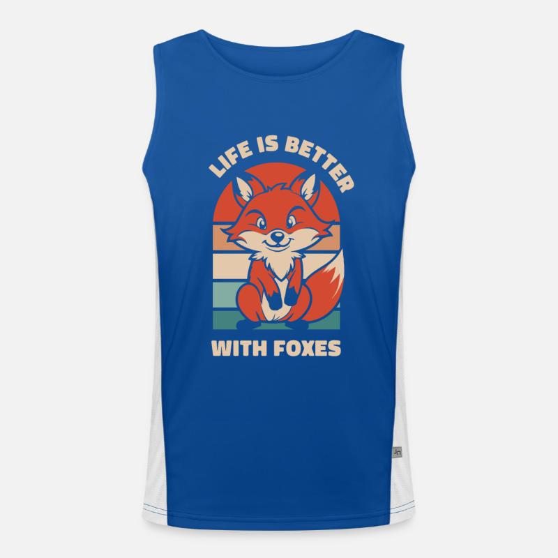 Life Is Better With Foxes Canidae Caninae Red Fox Men's Functional Contrast Tank Top 