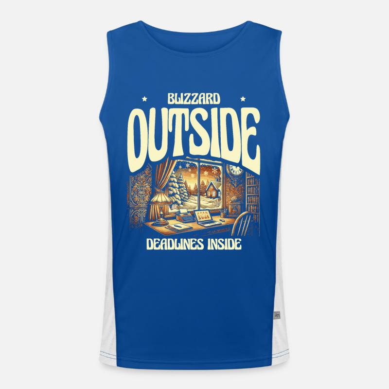 Blizzard Outside Deadlines Inside Winter Work Life Men's Functional Contrast Tank Top 