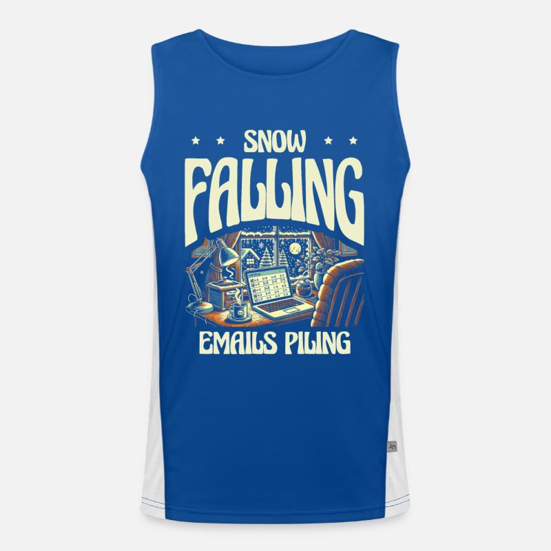 Snow-falling e-mails pile up, winter work Men's Functional Contrast Tank Top 