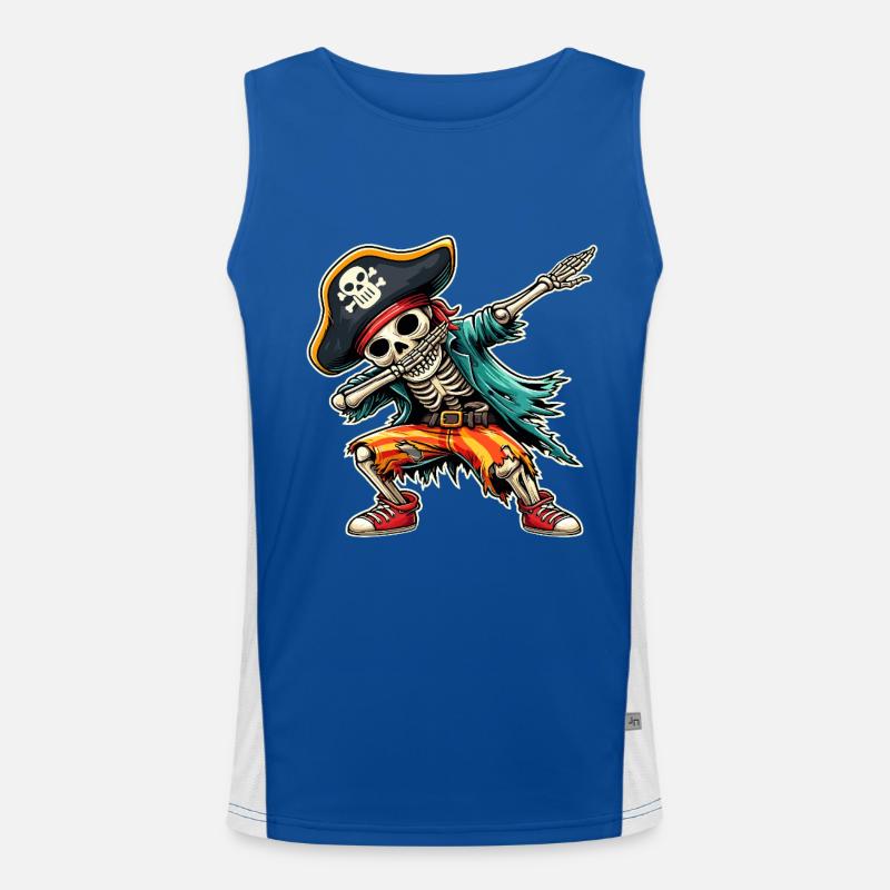 Carnaval Pirate Squelette Dabbing Chapeau Pirate Alaaf Débardeur respirant contrasté Homme 