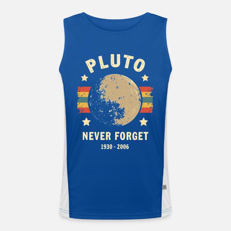 Pluto Never Forget – Retro Space Funktionelles Kontrast-Tank Top für Männer 