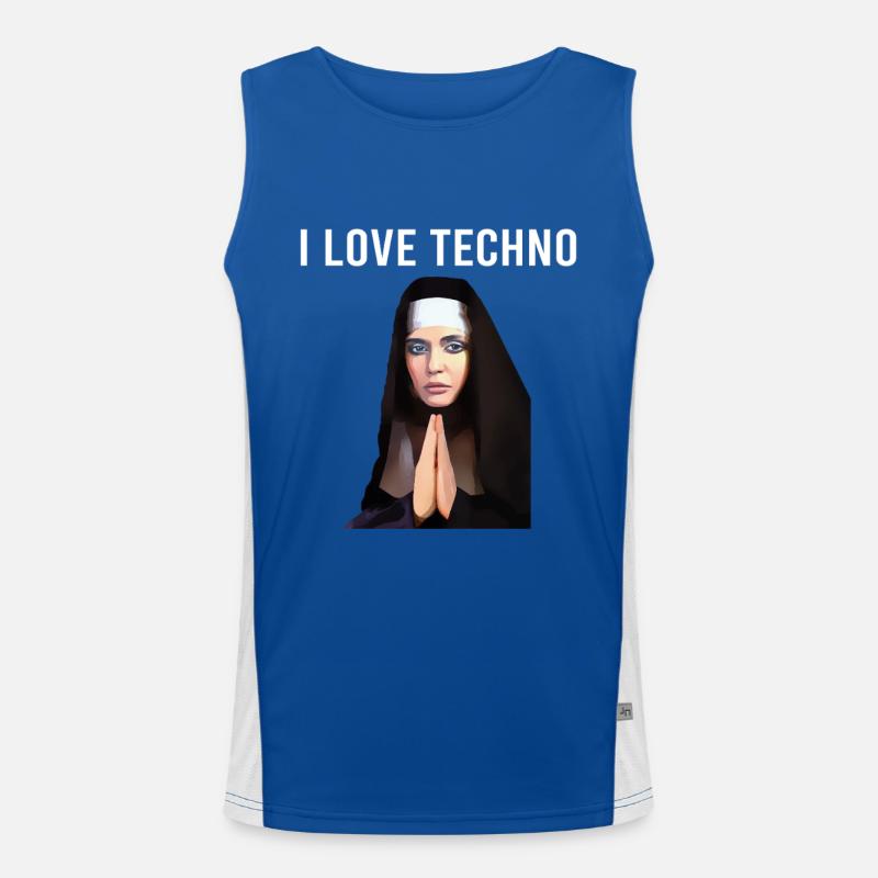 I Love Techno Nun Men's Functional Contrast Tank Top 