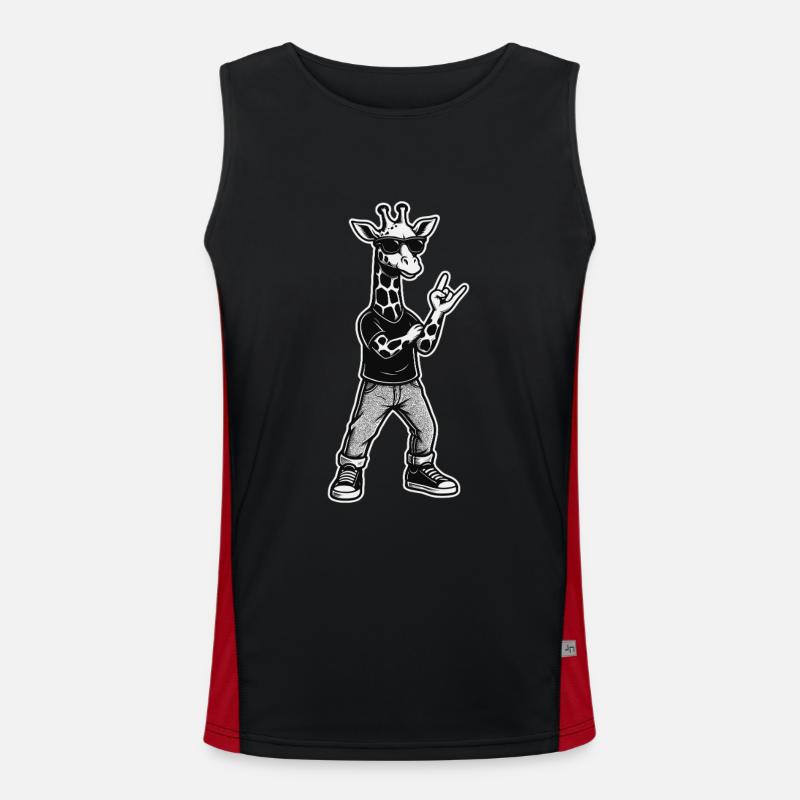 Cool Giraffe Style - Men's Functional Contrast Tank Top  - black/red