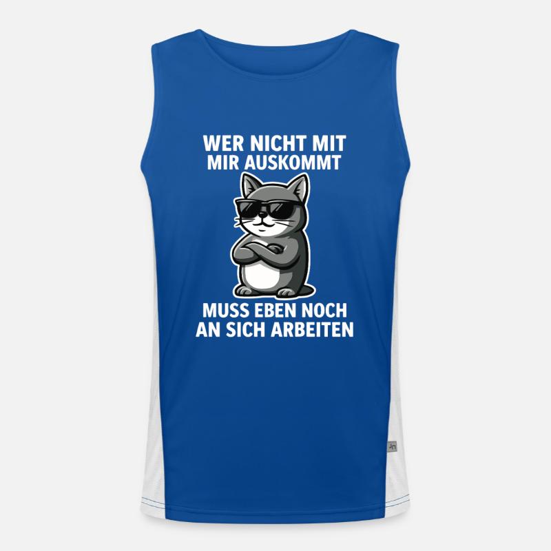 Coole Katze Spruch Funktionelles Kontrast-Tank Top für Männer 