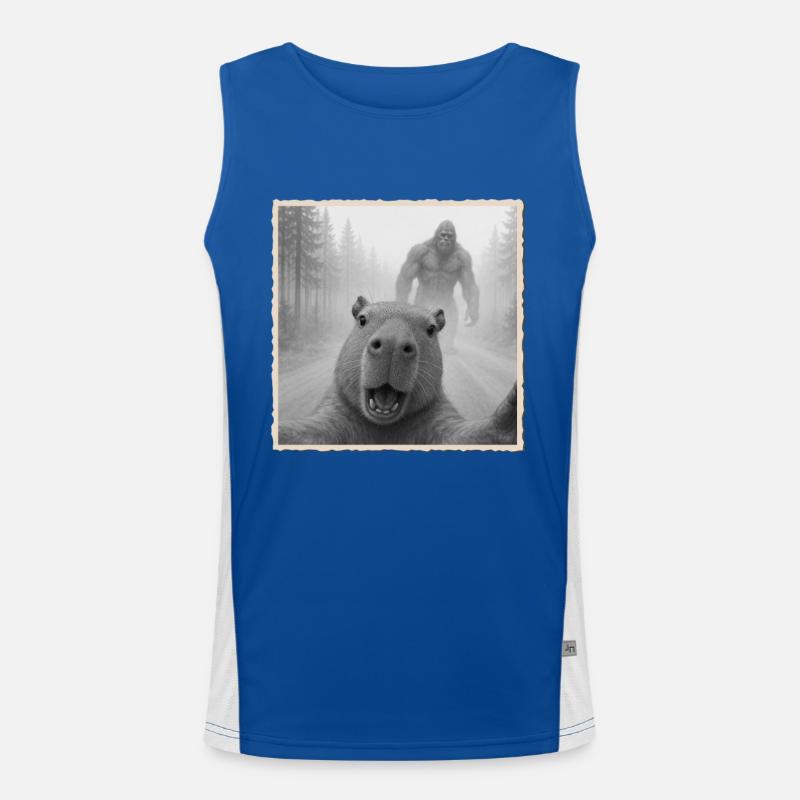 Capybara, Selfie, Bigfoot, Funny Capybara Men's Functional Contrast Tank Top 