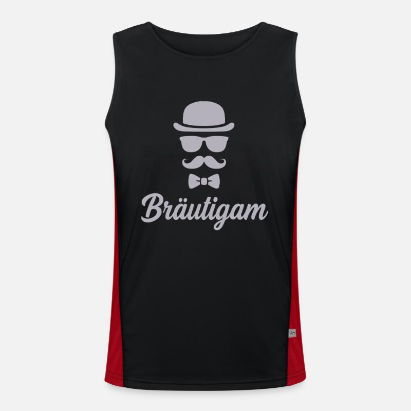Bräutigam JGA Hut Schnurrbart Funktionelles Kontrast-Tank Top für Männer 