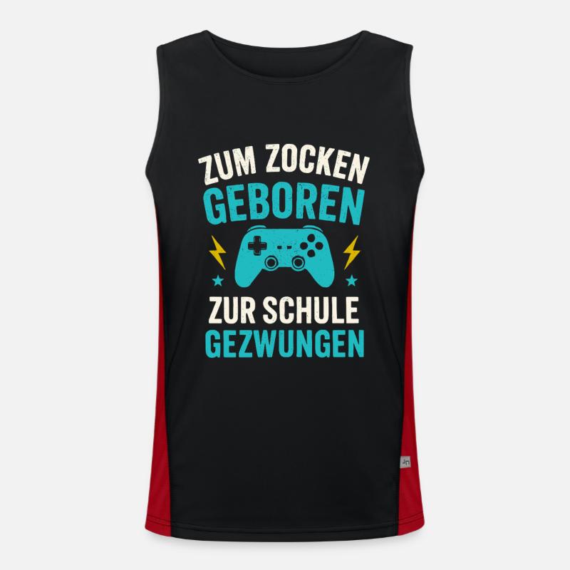 Zocken Zocker Spruch Schule Funktionelles Kontrast-Tank Top für Männer 