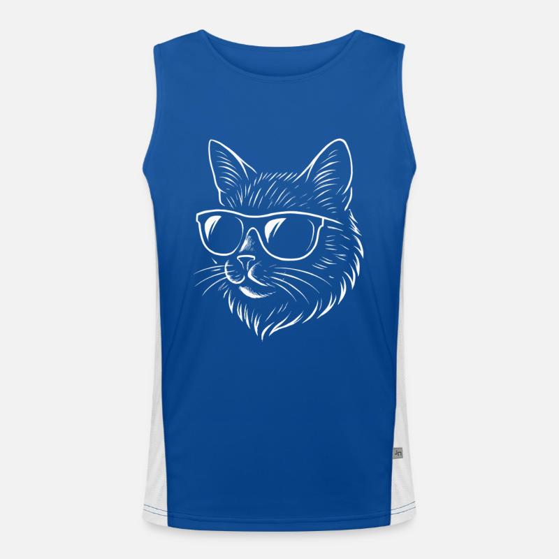 Chat cool avec des lunettes de soleil Débardeur respirant contrasté Homme 