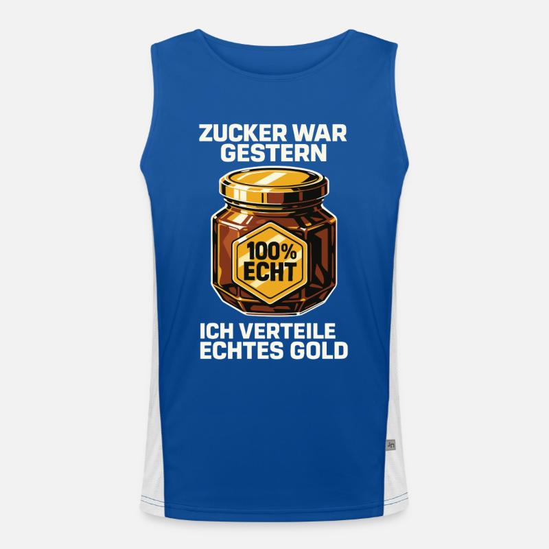 Bienen Imker Zucker War Gestern Echtes Gold Spruch Funktionelles Kontrast-Tank Top für Männer 