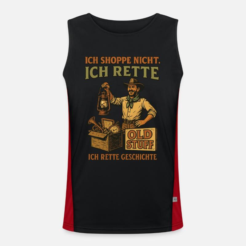 Ich Shoppe Nicht Ich Rette Old Stuff Geschichte Funktionelles Kontrast-Tank Top für Männer 